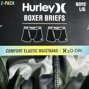 Hurley Boxer Briefs Boys L (14-16) 2-Pack H2O-Dri Comfort Elastic Waistband-NEW